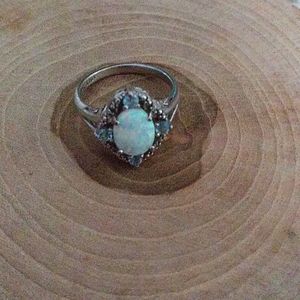 Opal and blue topaz set in vintage style sterling
